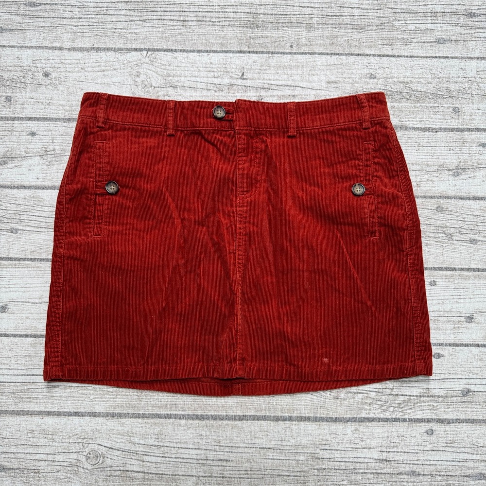 Banana Republic Corduroy Mini Skirt Women's 8 Red Rust Straight Fit Summer Retro